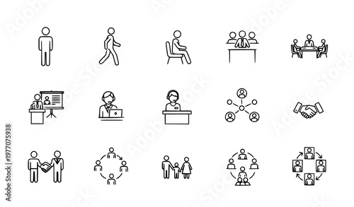 People outline icon collection modern human line symbols editable vector pictogram pack