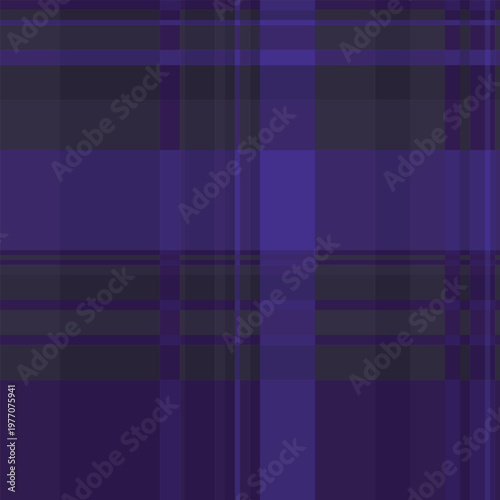 Graceful vector plaid fabric, home seamless texture tartan. Greeting card textile check background pattern in dark and violet colors.