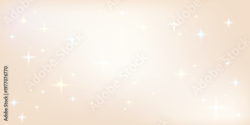Light beige gradient background silk fabric. Creamy shimmer texture with pearl caramel color for elegant abstract wedding backdrop. Horizontal cover with starry pattern. Pale beige gradation vector.
