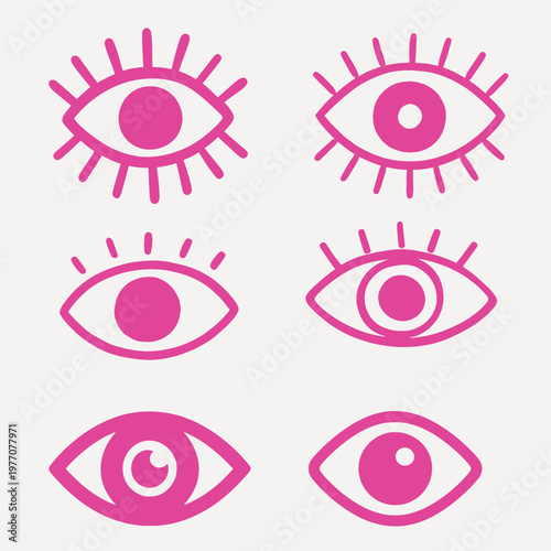 Pink eye icon set vector