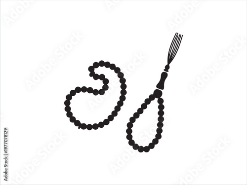 Black Beaded Rosary Prayer Necklace with Tassel Detail