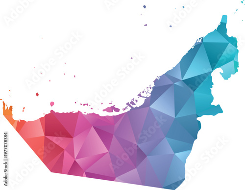 United Arab Emirates Polygonal Colorful Map Gradient Vector Art