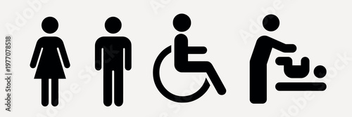 Restroom accessibility icons vector illustration set