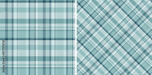 Fabric seamless tartan of texture textile background with a check pattern vector plaid. Set in sea colors. Decorative napkins for dinner parties.