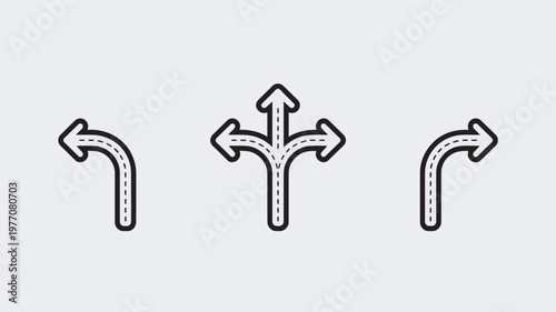 A set of black and white directional arrows on a gray background