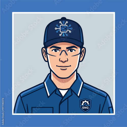 Engineer in blue uniform.