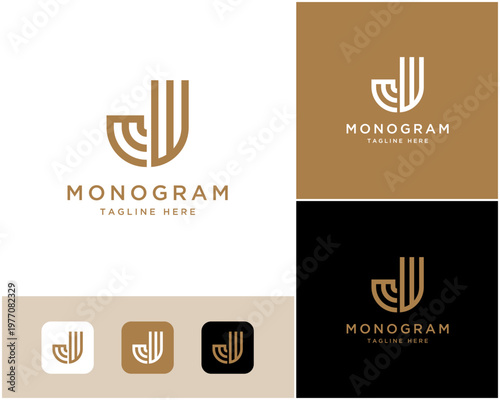 Letter J Monogram Line Art Geometric Modern Simple Minimalist Vector Logo Design Illustration