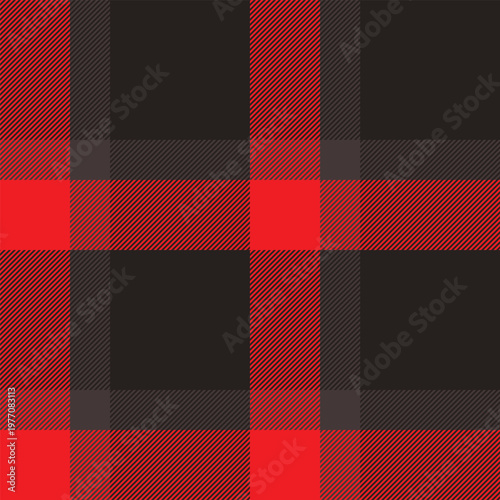 Fuzzy check textile texture, napkin background plaid seamless. Damask fabric pattern vector tartan in dark and red colors.