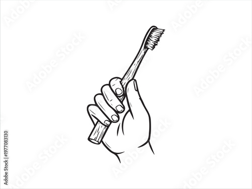 Person holding toothbrush demonstrating proper brushing technique for healthy teeth