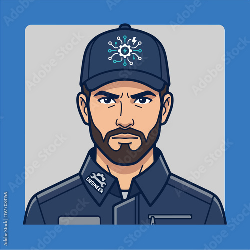 Security Guard Cartoon Portrait.