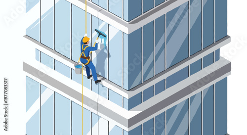 Exterior Window Cleaning High Rise Maintenance Concept