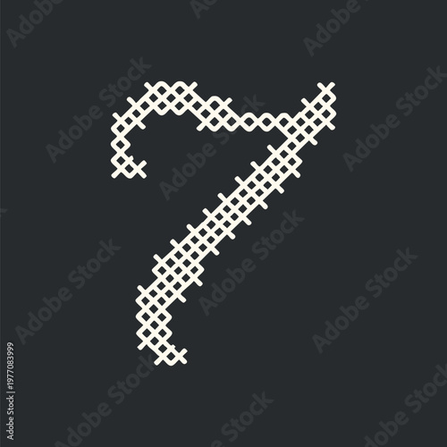 Intricate cross-stitch number seven vector