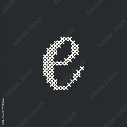 Intricate cross-stitch letter design vector