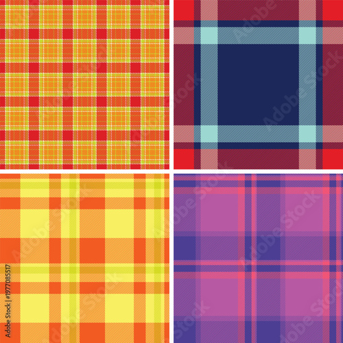 Festive plaid bundle built for product mockups. New Year tartan backgrounds enhance presentation. Vector clarity supports realism.