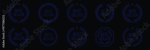 Best seller emblem laurel wreath badge design with elegant award symbol for labels branding and commercial projects