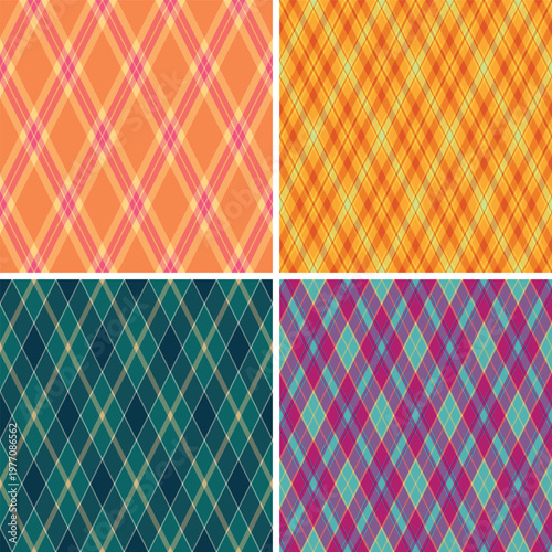 Argyle pattern pack for online marketplaces. Multi style diamonds set increases listing value. Vector format expands applications.