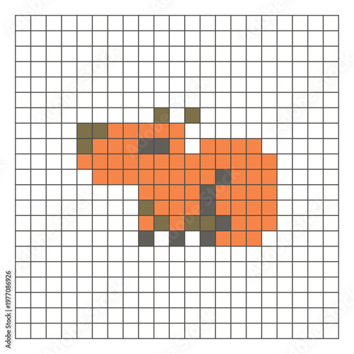 A flat pixel design made of geometric square color blocks on a clean grid layout. Pixel art capybara