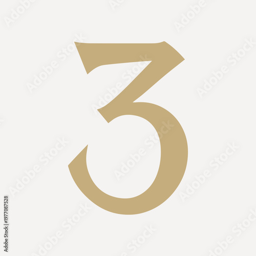 Elegant golden number three illustration vector