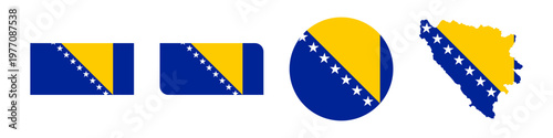 Photos bosnia and herzegovina circular, rectangular, and map flag flat icon