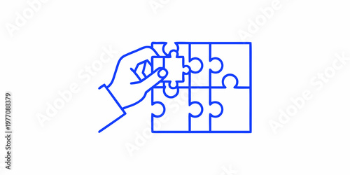 A hand fitting the final piece into a partially completed puzzle