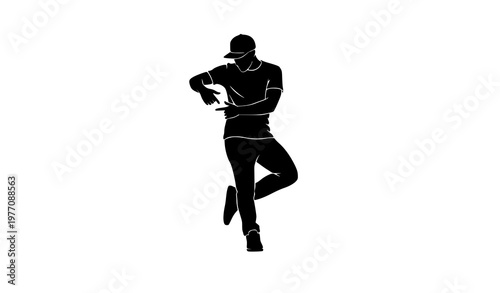 Hip Hop Dancer Silhouette Vector Isolated on White Background