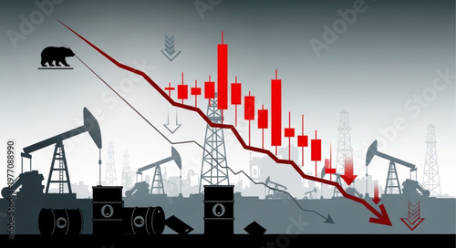 Oil industry crisis falling stock market prices and economic recession.