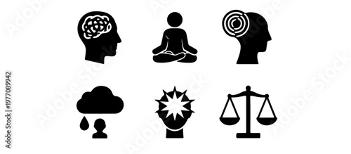 Mental Health Condition Icon Pack Emotions and Mood Diagnostic Symbols