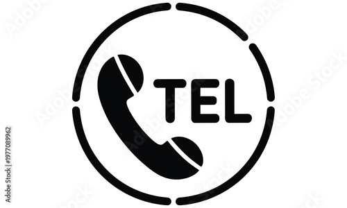 Twenty four hour telephone contact icon with tel text in circular frame for business communication and around the clock customer support services