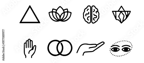 Psychotherapy Modality Icon Set CBT Mindfulness and Therapy Theory Logos