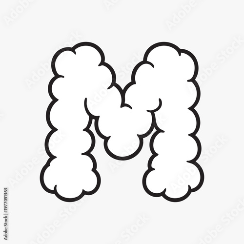 Cloud-shaped letter M illustration vector