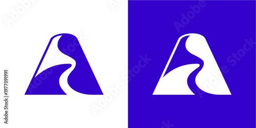 Slika na platnu A clean, minimalist logo featuring the letter 'A' formed by abstract blue and white shapes