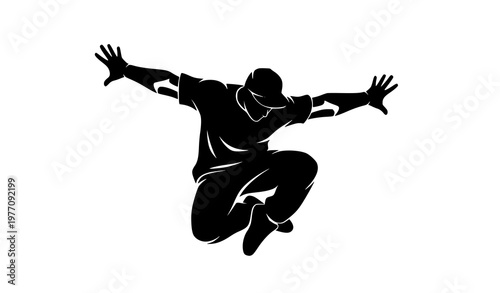 Urban Hip Hop Dance Silhouette Man Vector Illustration