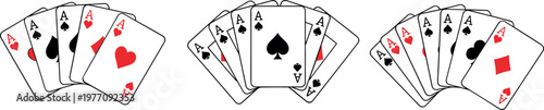 Set of Playing Cards with Multiple Aces for Casino, Poker, and Card Game Design Projects