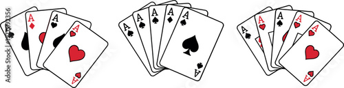 Set of Playing Cards with Ace of Hearts and Spades for Gambling, Casino, and Card Game Design Projects