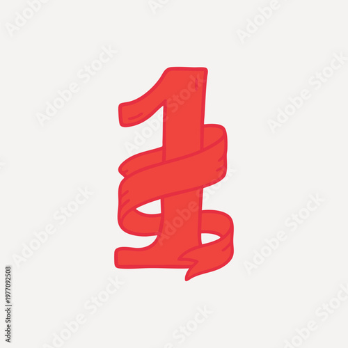Red ribbon wrapped number vector