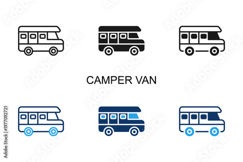 Camper Van Icon Multi Style Vector Illustration