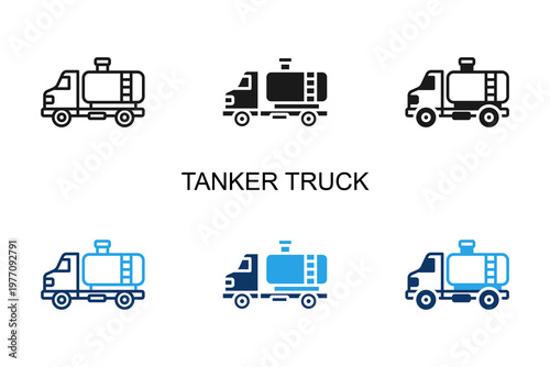Tanker Truck Icon Multi Style Vector Illustration
