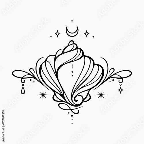 Konstfotografi Elegant mystical line art design vector