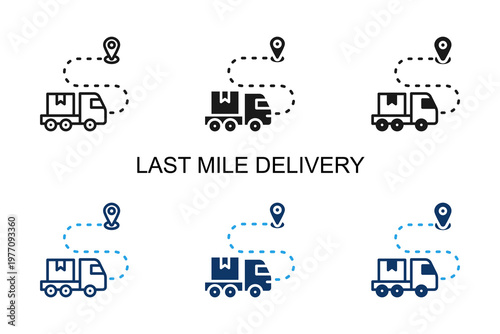 Last Mile Delivery Icon Multi Style Vector Illustration