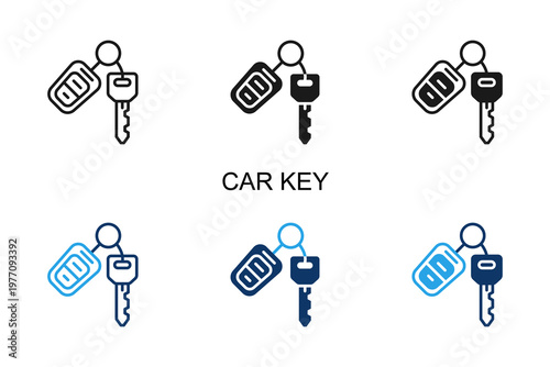 Car Key Icon Multi Style Vector Illustration