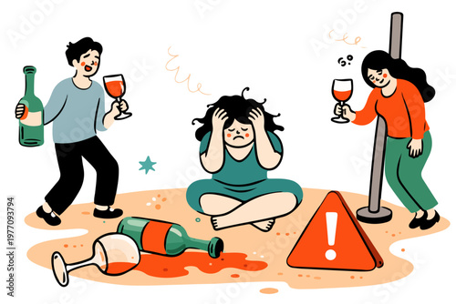 Excessive Drinking Illustration, Alcohol Awareness Campaign