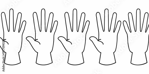Four line art illustrations of open human hands in different positions