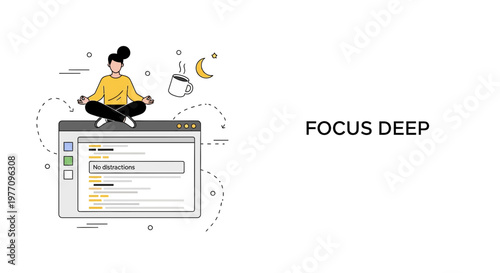 Deep work focus zen web code night moon mind peace job task dev ui app