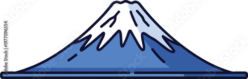 Snow Capped Mountain Peak Vector Illustration of Mount Fuji Landmark