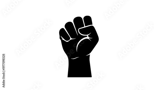 Fotografie Raised Fist Vector Silhouette for Unity, Strength, and Protest Symbol Illustrati