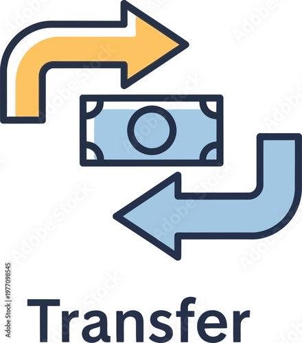 Money transfer icon illustrating financial exchange and transaction process