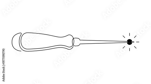 Single Continuous Line Drawing Beading Awl with Threaded Bead Minimalist Monoline Jewelry Tool Vector Illustration