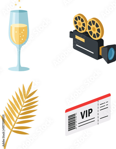 Luxury Film Festival and VIP Event Vector Icon Set Collection