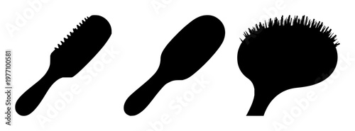 Hairbrush set with black silhouette and simple design featuring personal care, beauty tools, grooming with styling and self-care items