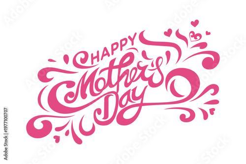 Happy Mothers Day Elegant Calligraphy Typography with Hearts-01